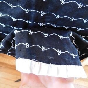 Black and White Embroidered Linen Patterned Skirt